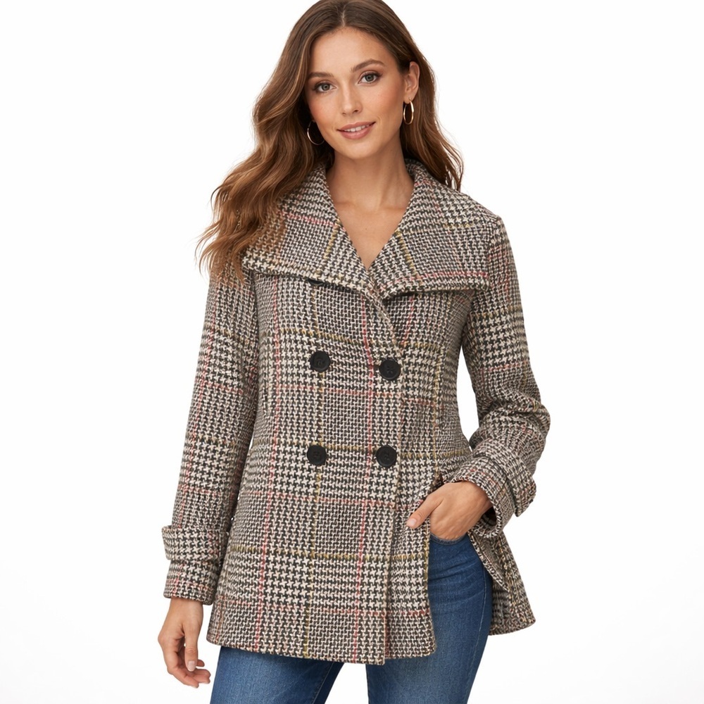 Bill Blass Vintage Tweed Wool Coat Size 6 | Classic Tailored Overcoat